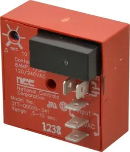 NCC 5 Pin, SPDT Time Delay Relay 8 at 250 VAC Resistive Load Contact Amp, 120 VAC, On Board Trimpot Q1T-00010-341