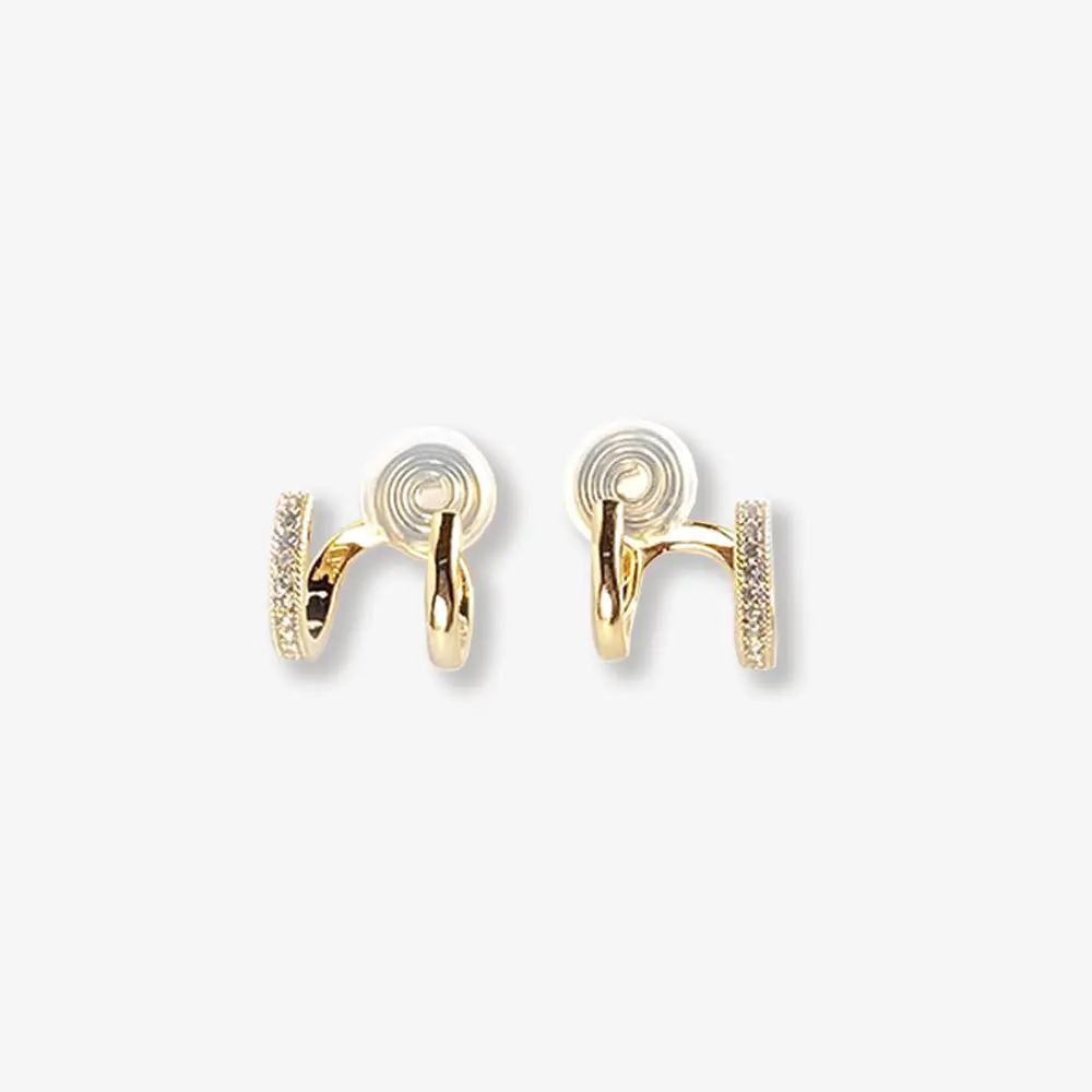Double Hoop Clip On Earrings In Gold