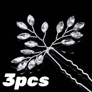 3 Pack Rhinestones Wedding Hair Pins Silver Crystal Personalized Hairpin Women Bride Hair Accessories Beauty & Personal Care