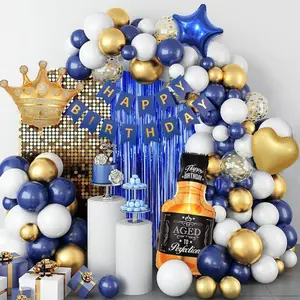 Ultimate 57pcs Birthday Balloon Set with Backdrop Decor Fixing Tools Happy Birthday Banner LED Lights Themed Balloons for Parties Events