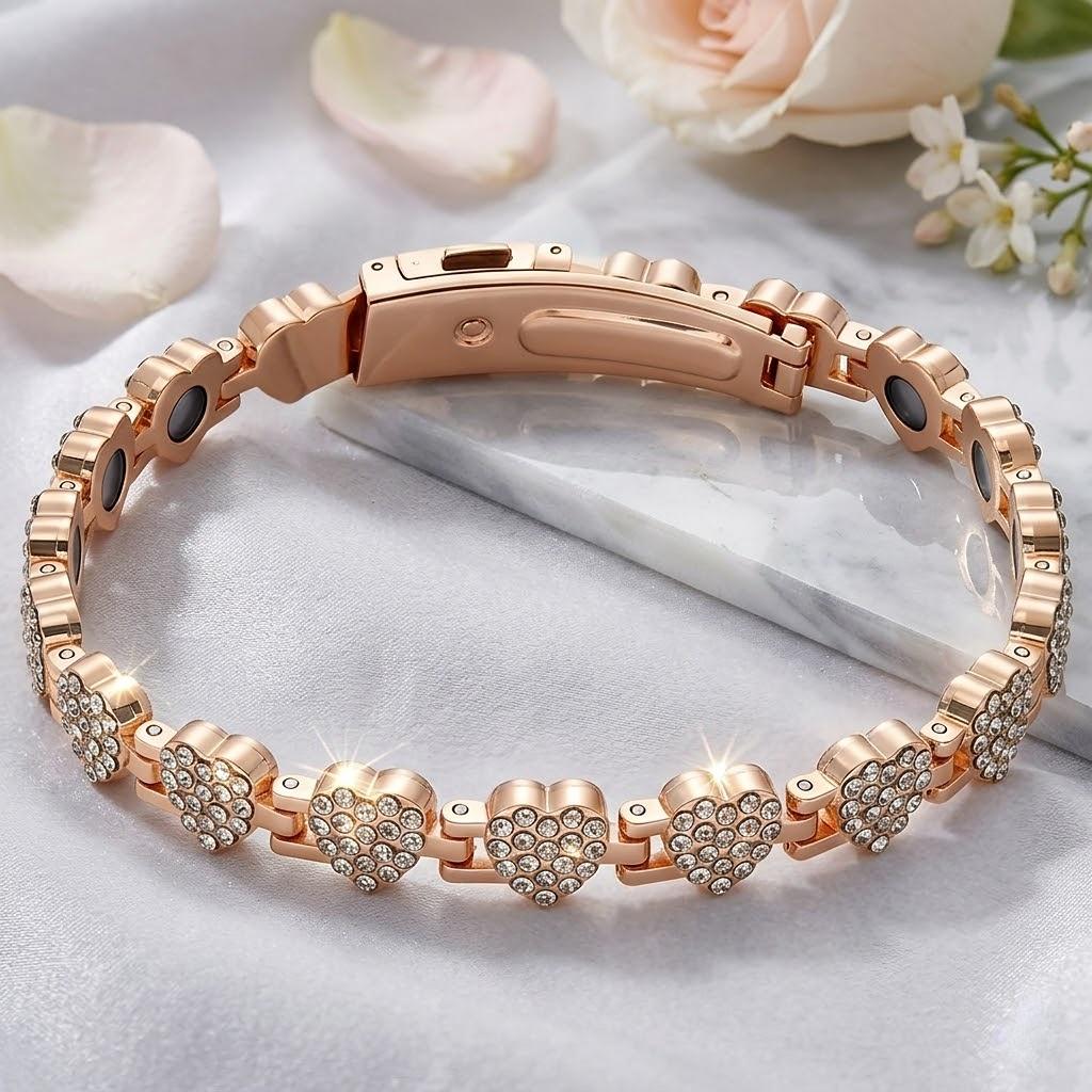 Pure Copper Magnetic Bracelet for Women Adjustable Copper Bracelet with Strong Magnets & CZ Charm Sparkling Jewelry Gift