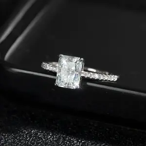 1ct 2ct 3ct D Color Radiant Moissanite Rings GRA Certified