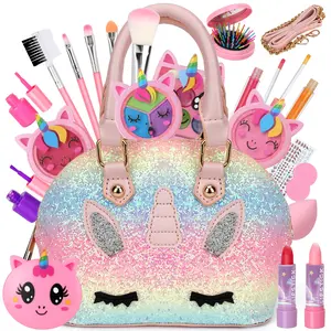 Girls' Washable Makeup Set, Pretend Play Set, Perfect Gift for Ages 3-12, Ideal Birthday & Christmas Present, Beautiful Cosmetics Kit for Little Girls