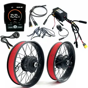 48V1000W Dual Motor Kit 2x500W Electric Fat Bike Hub Motor Double Drive 2WD EBike 20x4.0 inch Wheel Front & Rear Drive 3 Modes Sinewave Controller IP66 Waterproof