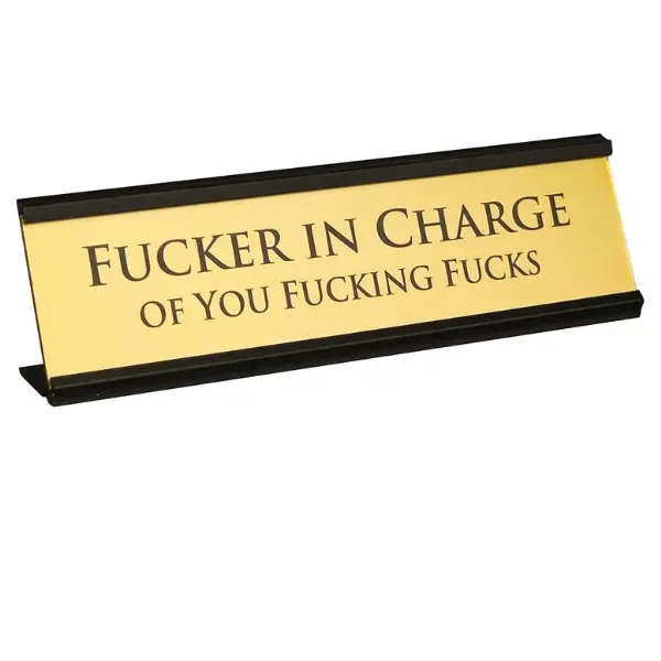 Aluminium Office Desk Nameplate - 8x2 in Flat Metal Desk Display, Durable Fade-Resistant Bold Text Accessory, Birthday Gift for Coworkers, Manager's Office Decor