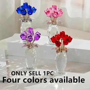 Elegant Crystal Rose Sculpture, Artificial Rose Bouquet, Artificial Rose Flower, Artificial Decorative Flowers, Artificial Flower Decorations, Romantic Sunlight Hand Gift, Birthday, Valentine's Day, Christmas, Halloween, Thanksgiving, Mother's Day