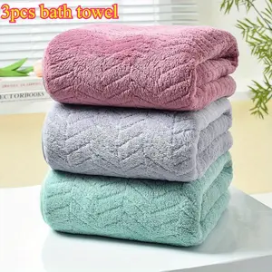 Three-Piece Coral Fleece Bath Towel Set 70x140cm, Ultra-Soft Absorbent Quick-Dry, Perfect for Home Hotel Spa Travel