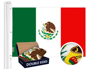G128 Mexico Mexican Flag | 6x10 Ft | Double ToughWeave Series Double Sided Embroidered 210D Polyester | Country Flag, Embroidered Design, Indoor/Outdoor, Brass Grommets, Heavy Duty, 3-ply