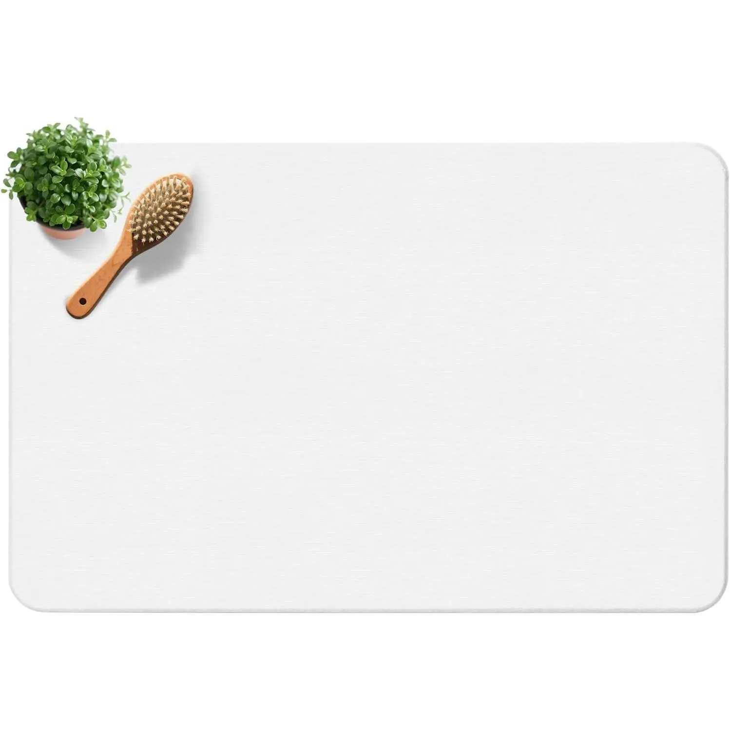 Premium Quick Dry Diatomite Stone Bath Mat, 23.6" x 15.4" White