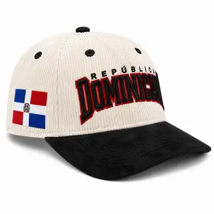 Premium Dominican Republic Corduroy Snapback Hat - Embroidered Fashion Accessory Baseball Cap