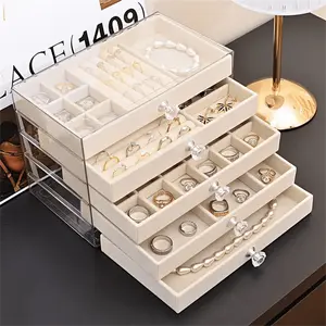 5-Tier Jewelry Organizer Jewelry Box - Stackable Drawer Storage For Rings, Earrings, Necklaces & Bracelets - Large Capacity Desktop Display Case Valentine Day