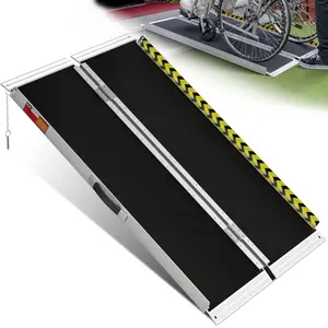 Portable Wheelchair Ramp 4FT, Anti-Slip Aluminum Folding Portable Ramp, Wheelchair Ramps for Home, Weight Capacity Up to 800 LBS, with Transition Plates Above and Below, Loading Dock Plates