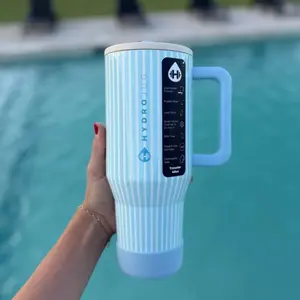 HydroJug Traveler 40 oz Water Bottle – Leak Resistant Insulated Tumbler with Flip Straw Lid & Handle, Cup Holder Fit, Stainless Steel, Rubber Base