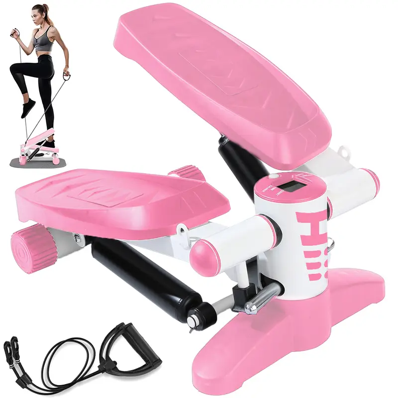 Steppers for Exercise, Stair Stepper with Resistance Bands, Mini Stepper with 330LBS Loading Capacity, Hydraulic Fitness Stepper with LCD Monitor