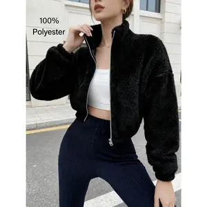 New Spring Women's Jacket, High Neck Zipper Cardigan, Plush Coat