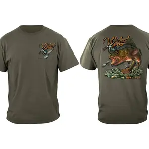 Walleye Fishing 100% Cotton Military Green T-Shirt, Casual Style, Comfortable Stretch, Moves with You
