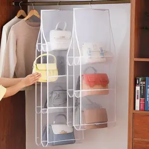 Storage Bags for Closet Organizer Clothing Hanging Type Eco-Friendly Dust-proof Three-dimensional Transparent Hangable White-3Layer