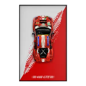 【Car Not Included】Display Wallboard for Technic Ferrari 488 GTE “AF Corse #51” Race Car, Wall Mount for 42125 Collectible Model Car Kit , Space-Saving Easy Assembly Creative Home Decor