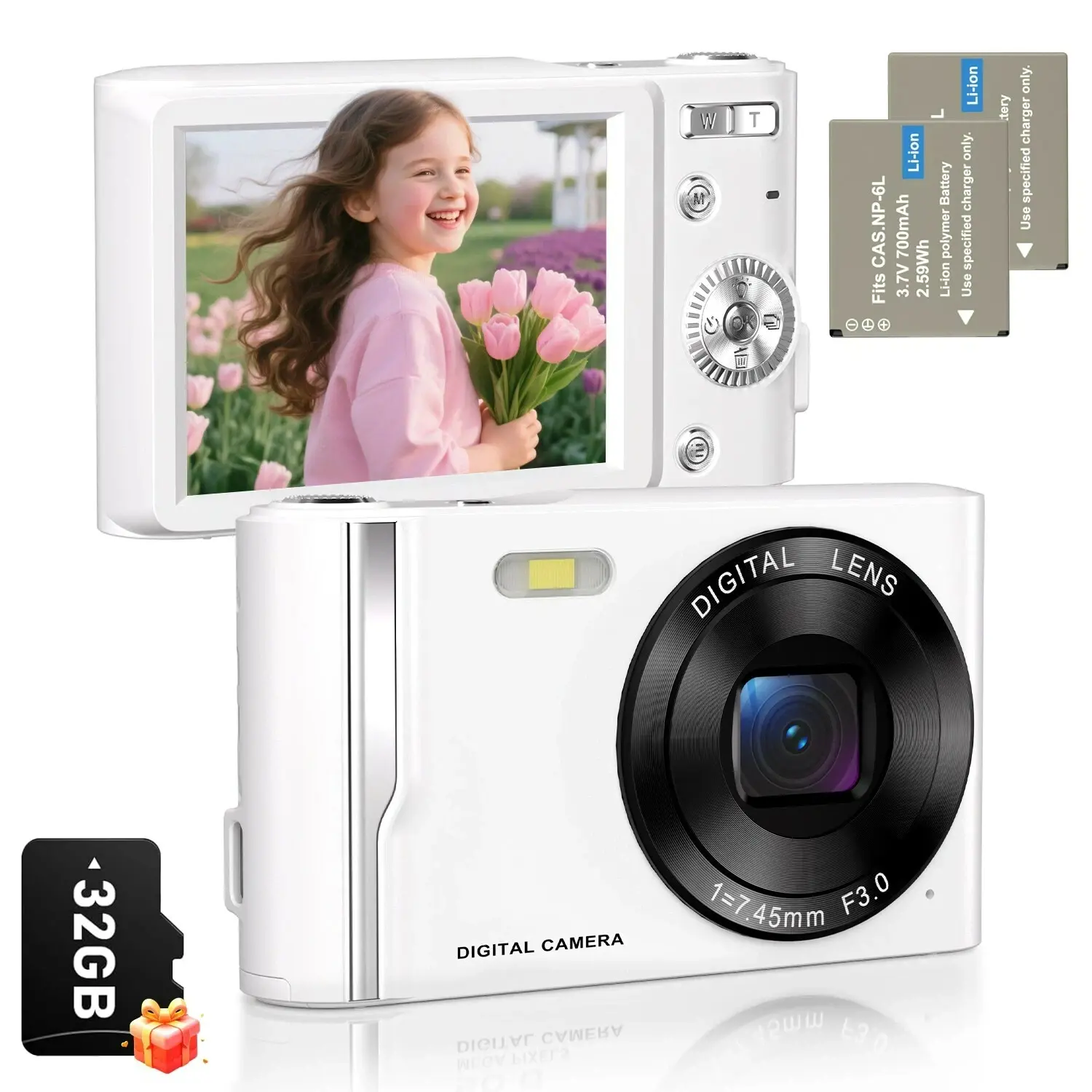 T-JERZENS Rechargeable Digital Point and Shoot Camera - Pocket Handheld, Lightweight LCD Screen Device with SD Card, Student Camera & Birthday Gift Pick (TikTok Shop Back to School)