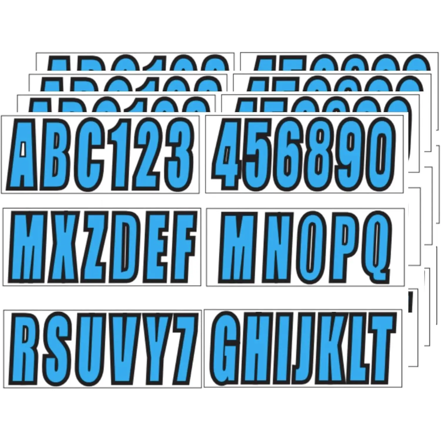 24 Sheets 3 Inch Boat Identification Stickers for Boat Engine Decor Blue Self Adhesive Vinyl Letters and Numbers Stickers