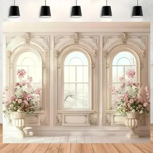 White Arch Design Wedding Decoration Banner, 1 Count Exquisite Wedding Arch Backdrop Background Cloth, Photo Backdrops Props Background Cloth for Wedding Party Home Decor, Ornaments