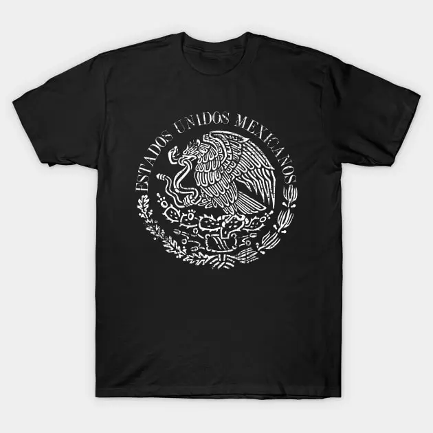 Men's Classic Mexican Emblem T-Shirt | Retro Shortsleeve Menswear in Soft Cotton Fabric - Casual Fit with Fade-Resistant Digital Print, Printed Art, Fitted, Graphic