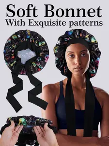 Unisex Skull Bow Tie Sleep Cap, Comfortable Soft Material, Christmas Gift, Holiday Present, All over Print Design, Hair Care Cap