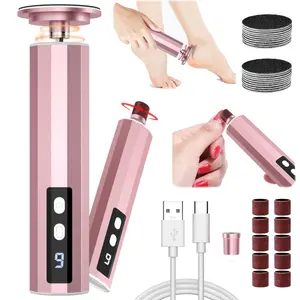 2 in 1 Electric Foot File, 1 Box Professional Foot Sanding Tool with 60pcs Sandpaper & 10pcs Barrel Sandpaper, Home Nail Salon Personal Care Pedicure Tools