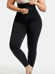 High Waist Zipper Button Shaping Yoga Pants, High Elasticity, Adjustable Waist, Butt Lifting, Casual Fitness Style, All Seasons