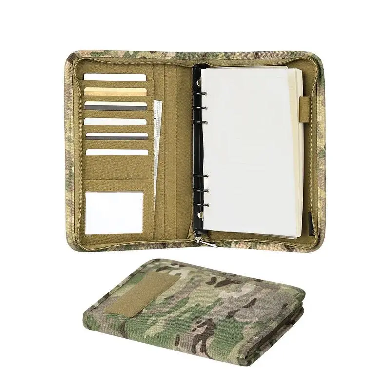 A5 Durable Waterproof Outdoor Tactical Notebook - Oxford Cloth Camouflage Padfolio with Ring Binder, 80 Sheets Loose-Leaf Memorandum Paper, Durable Notebook, Waterproof Notebook