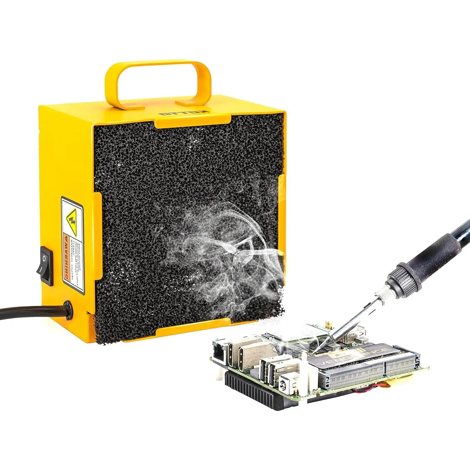 Solder  Absorber Remover Fume Extractor  Prevention Absorber DIY Working Fan for Soldering Station (Yellow)