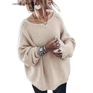 CHENGDEFA Oversized Sweaters for Women Trendy Chunky Batwing Long Sleeve Casual Crewneck Ribbed Pullover Tunic Sweater