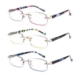 DEAAOK 3 Pack Rimless Reading Glasses For Women Lightweight Spring Hinge Readers Anti-blue light glasses Classic Elegant Artistic Eyeglasses