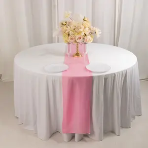 Scuba Polyester Table Runner 12"x108" Pink - Wrinkle-Free Table Linen