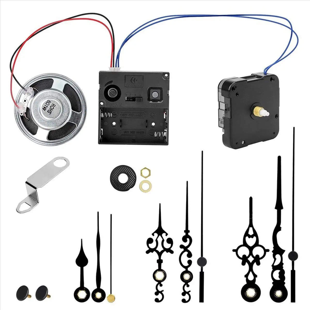 Chiming Clock Mechanism Replacement Kit - Motor, Adjustable Chime Melody Hour Trigger, 3 Set Hands for Vintage Grandpa Clock Repair Part with Easy Installation