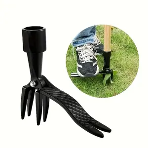 Ergonomic Stand Up Weeder Tool, 4 Sharp Claw Teeth Weed Puller, Non-Slip Handle Manual Weeding Tool, Durable Black Garden Tool for Lawn Yard Soil Maintenance, Outdoor Gardening Essentials