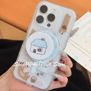 Korean Cute Cartoon House Magnetic Holder Phone Griptok Grip Tok Stand Support For iPhone 16 For Magsafe Accessories Smart Tok