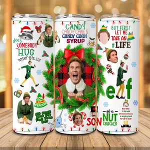 Elf The Movie Christmas 20oz Skinny Tumbler, Buddy Merry Xmas 20oz Bottle Drinkware, Bye Buddy Hope You Find Your Dad Christmas 20oz Tumbler,Xmas Gift