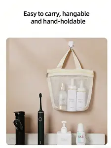 Mesh Drainage Storage Bag, Portable Handheld Design, Ideal for Swimming Beach Travel, Bathroom Essentials Organizer