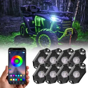 YCHOW-TECH 8-Pod RGB Underglow Neon Rock Kits, Wireless Waterproof APP-Controlled Music-Synced Led Lights Car & Wheel Well Lights for Off Road Vehicles, Pickups, Wheel Lights