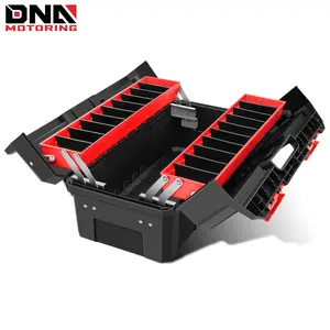 Multi-function Lockable Tool Box Plastic Portable Storage Folding Toolbox Tray Divider Tool Organizers, W/ Handle