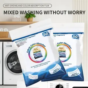 50-Count Laundry Color Catcher Sheets - Nano Adsorption Tech, Mixed Washing Safe, Gentle Formula & Stain Prevention