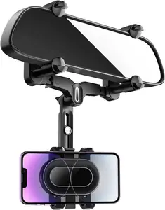 Upgraded Four-Claw Rearview Mirror Phone Holder - 360° Rotating and Retractable Mobile Phone Mount ,Road Trip Essentials GPS Holders for Auto Mirror,Car Mount for Truck/SUV/Semi, Ideal Tech Gift for Drivers & Traveler
