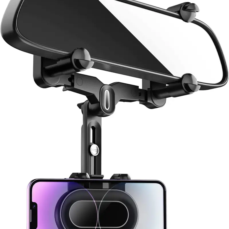 Upgraded Four-Claw Rearview Mirror Phone Holder - 360° Rotating and Retractable Mobile Phone Mount ,Road Trip Essentials GPS Holders for Auto Mirror,Car Mount for Truck/SUV/Semi, Ideal Tech Gift for Drivers & Traveler