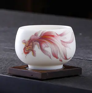 Goldfish White Porcelain  Tea Cup
