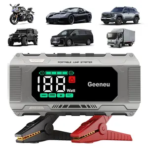 Car battery charger wiring starter, 10000mAh portable wiring starter, equipped with PD 65W fast charger, wiring box 12V battery booster set, suitable for all gases/12L diesel, large screen, 150W DC power supply, bulb