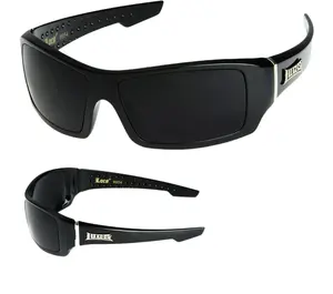 LOCS Rectangular Gangster Black Shades Mens Designer Sunglasses Cholo Dark Lens UV400 Protection Sporty Street Style