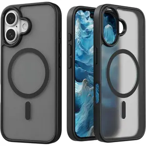 Magnetic for iPhone 17 Pro Max 16 15 14 13 12 Pro Max Plus Case for Men Women, Compatible with MagSafe,Slim Fit Lightweight Translucent Matte Shockproof Anti-Fingerprint Strong Magnetic Sturdy Cover for Phone  Black