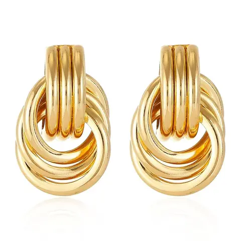 Gold Knot Earrings for Women Gold Silver Earrings Heart Link Statement Hoops Earrings Fashionable Earrings Chunky Design Hoop Earrings Drop Dangle Earring Chunky Gold Knotted Statement Jewelry
