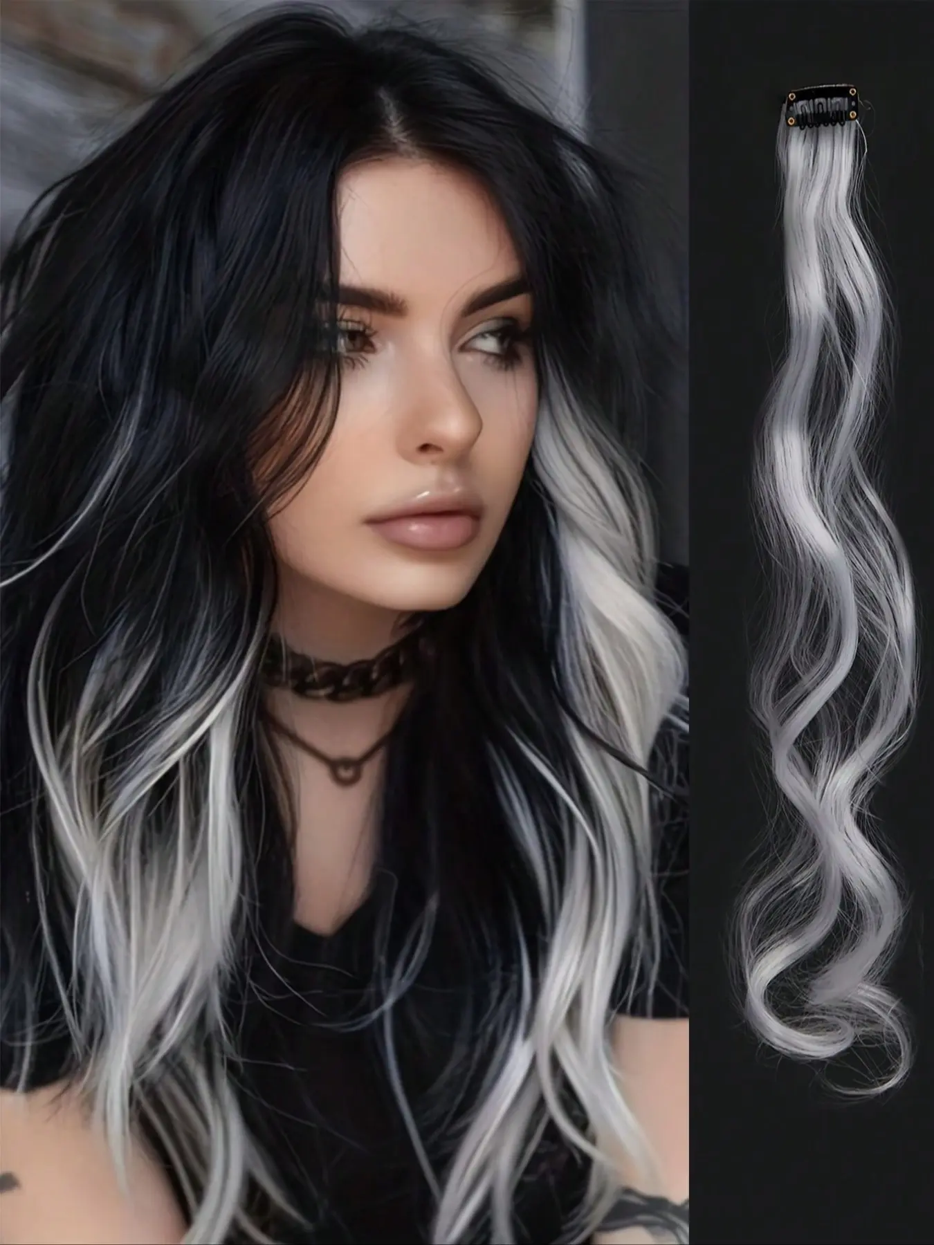 Clip-On Hair Extensions, 20inch Long Curly Wavy Synthetic Hair Pieces, Perfect for Halloween, Cosplay, Party, Gift Ideas, Synthetic Hairpieces